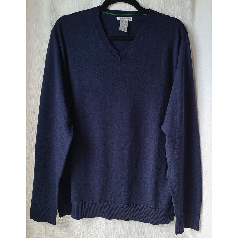 Gap Extra Fine Merino Wool Men's V-Neck Sweater Navy Blue Size XL Classic Pullov
